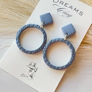 Dreams Clay Slate Blue Textured Hoop Earrings